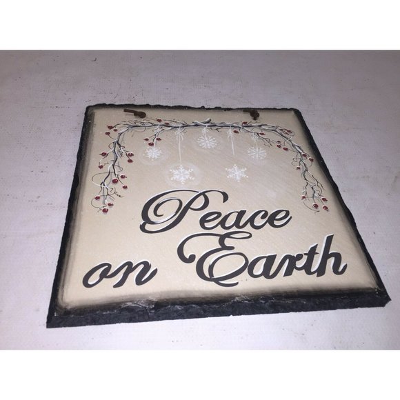 Peace On Earth Holiday Decorative Hanging Tile Christmas Decor - Picture 3 of 8